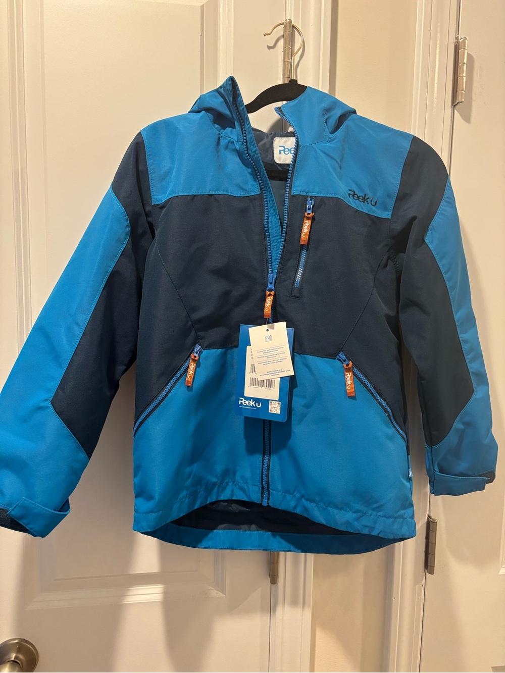Peek Kids' Two-Tone Blue Hooded Jacket for Autumn/Spring Weather